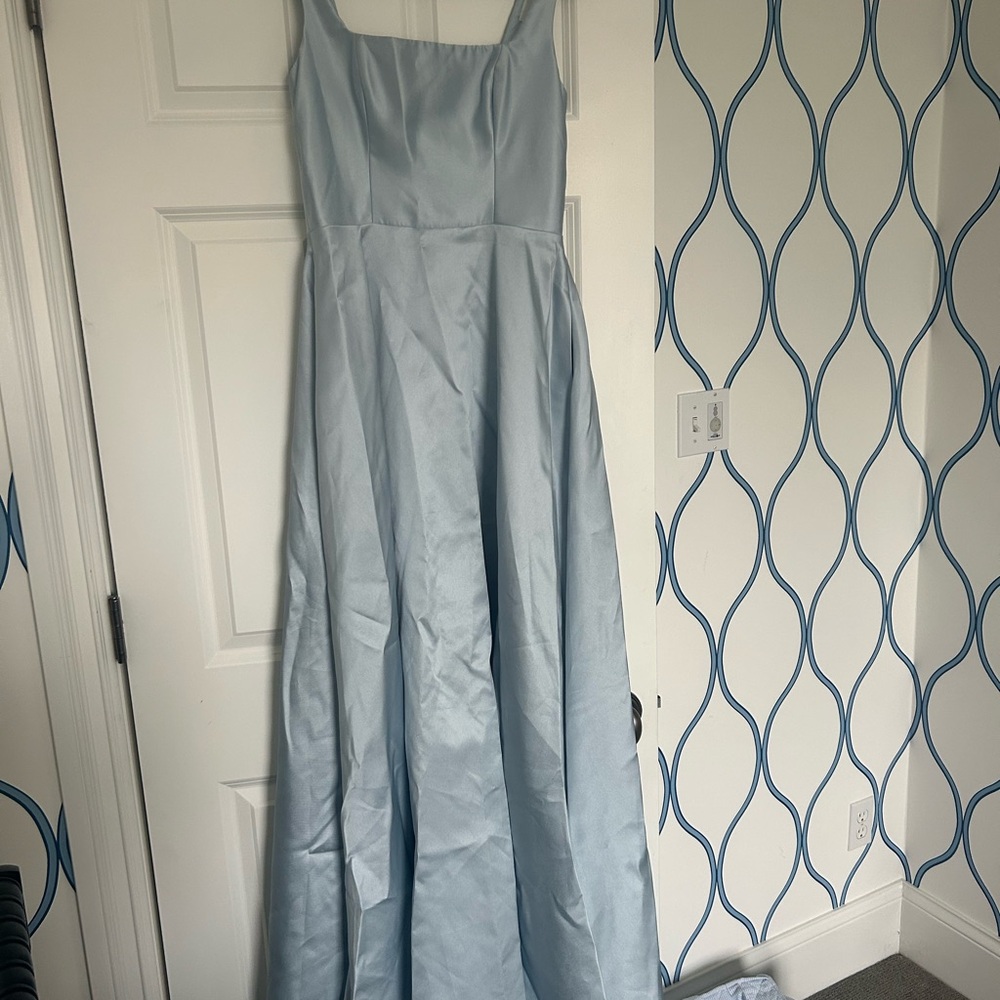 Dessy Collection
Women's Square-Neck Satin Maxi Dress with Full Skirt